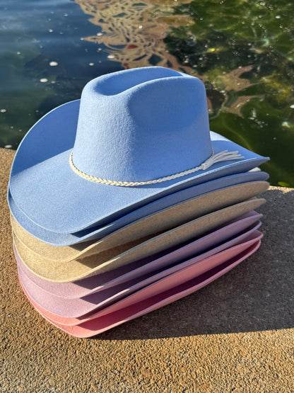 100% Wool Cowboy Hat Solid, Solid Cowboy Hat for Burning