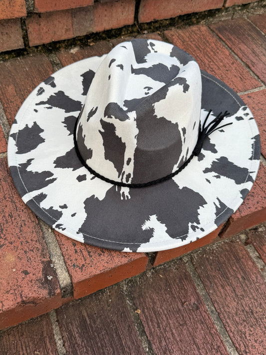 Everyday premium Suede Fedora Hat-Cowprint - Accessorizmee