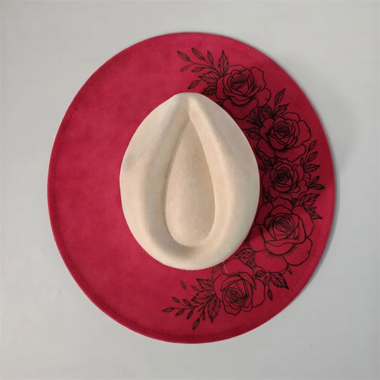 Two Toned Vegan Suede Hat Blank, Hat for Burning, Hat Pyrography, Fedora Hat, Wide Brim Hat, Hat for Engraving