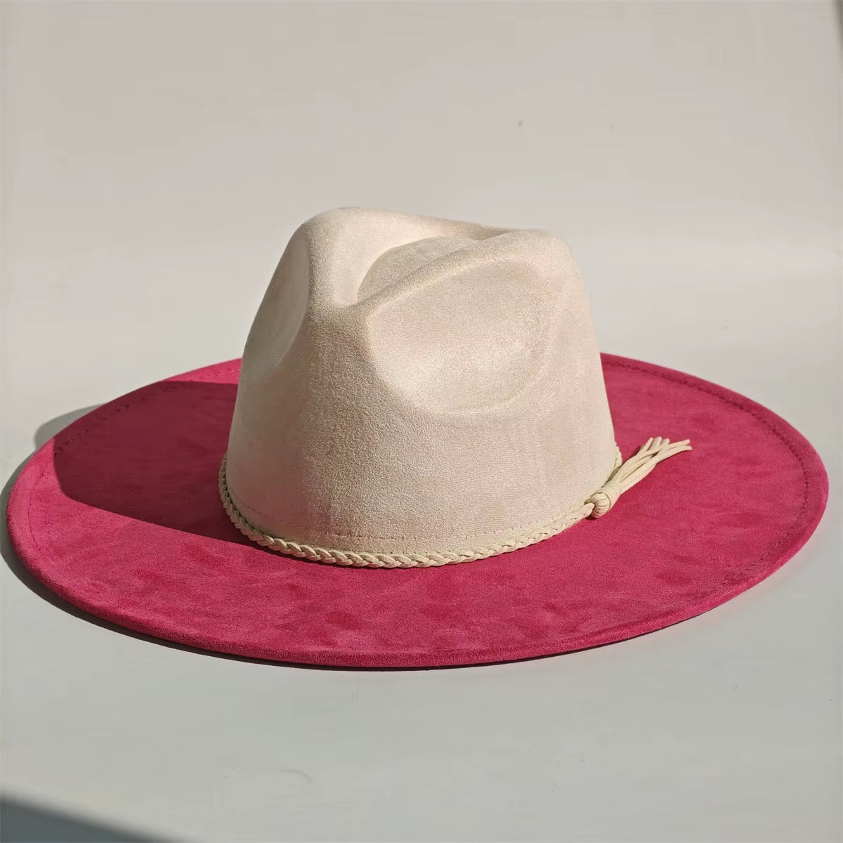 Two Toned Vegan Suede Hat Blank, Hat for Burning, Hat Pyrography, Fedora Hat, Wide Brim Hat, Hat for Engraving