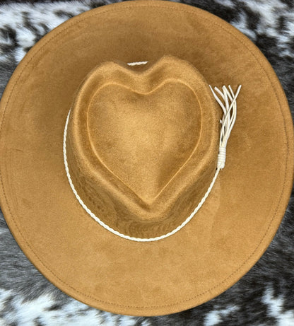 Hearted widebrim Vegan Fedora Hat