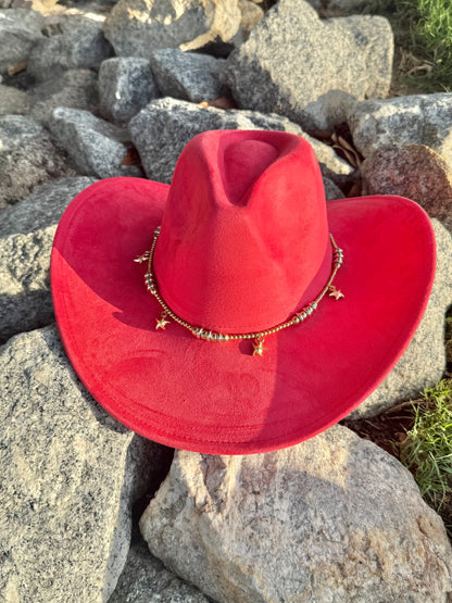 Premium Suede Cowboy Hat - Adjustable Straps Inside, Unisex Design, Size 56-58cm(S-L), Western Style, Great for Burning, Shipped in a Box