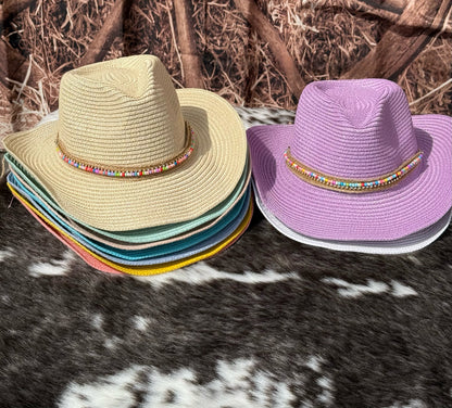Straw Cowboy  Breathable  Hat- with band
