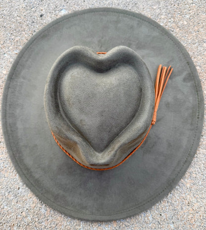 Hearted widebrim Vegan Fedora Hat