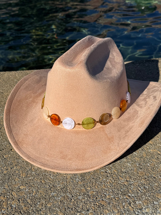 Premium Button Suede pinched Cowboy Hat