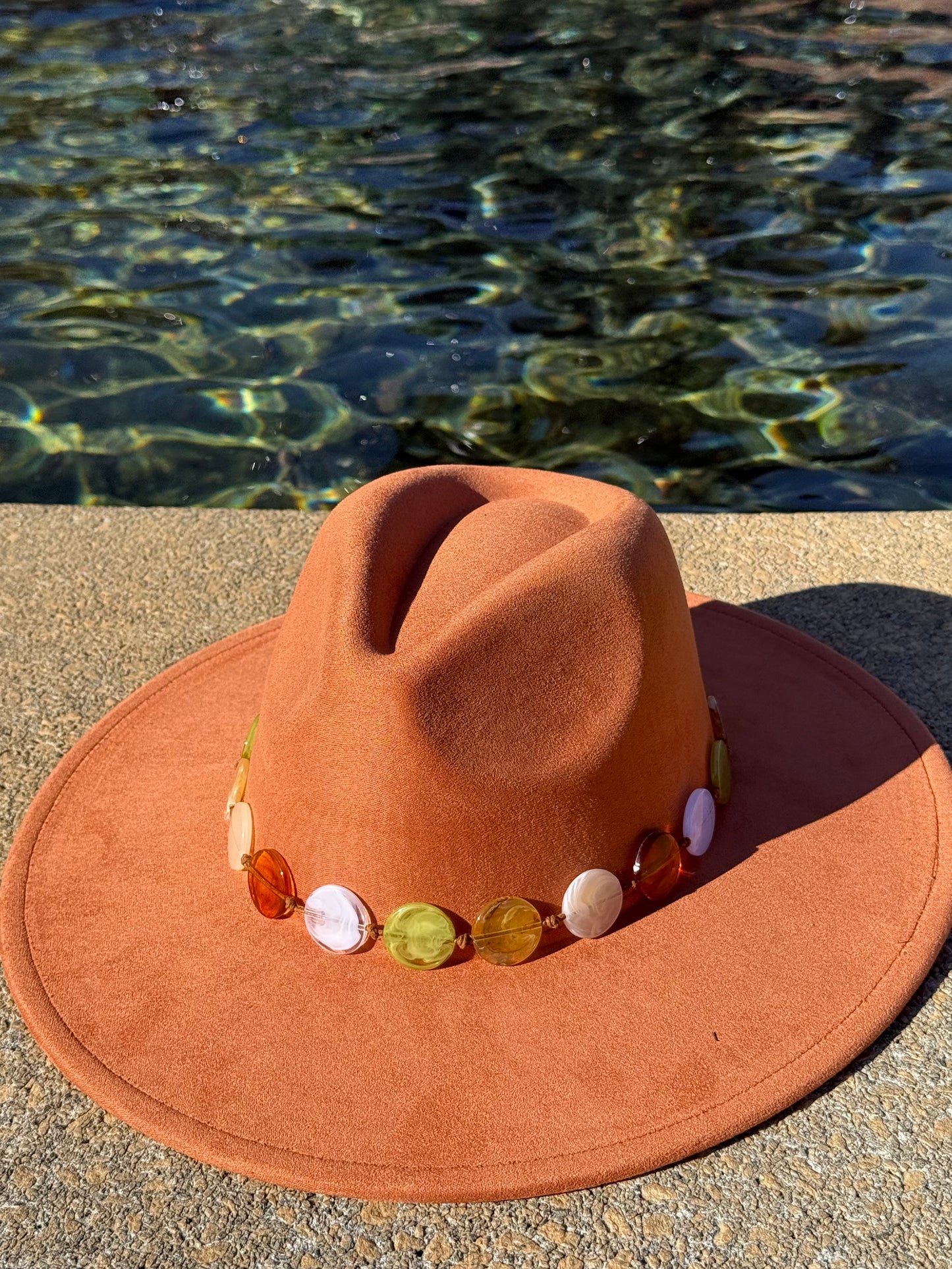 Wide Suede Fedora -With Button Accessory