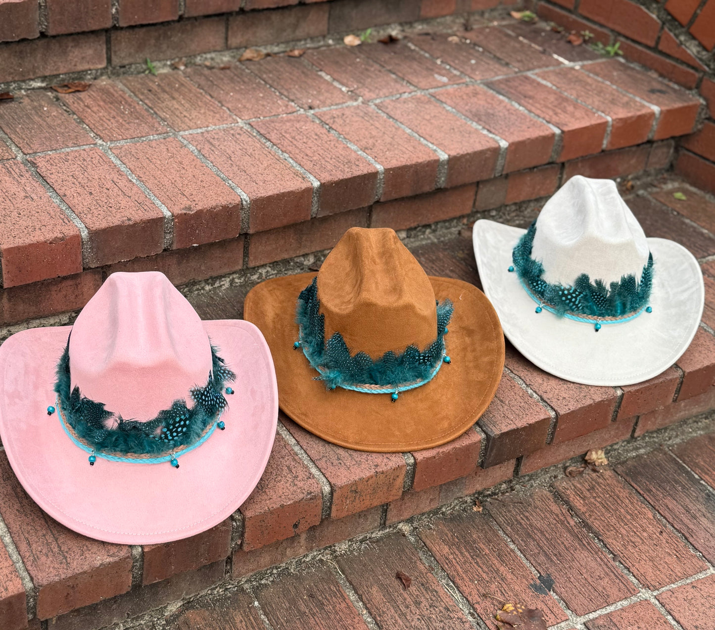 Premium Blue Peacock  blue suede Cowboy Hat