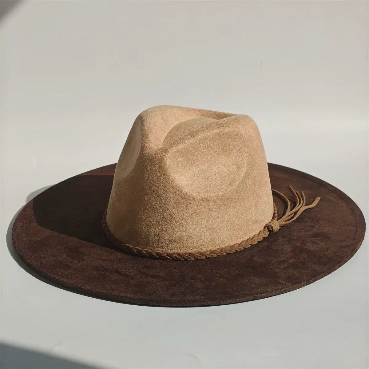 Two Toned Vegan Suede Hat Blank, Hat for Burning, Hat Pyrography, Fedora Hat, Wide Brim Hat, Hat for Engraving
