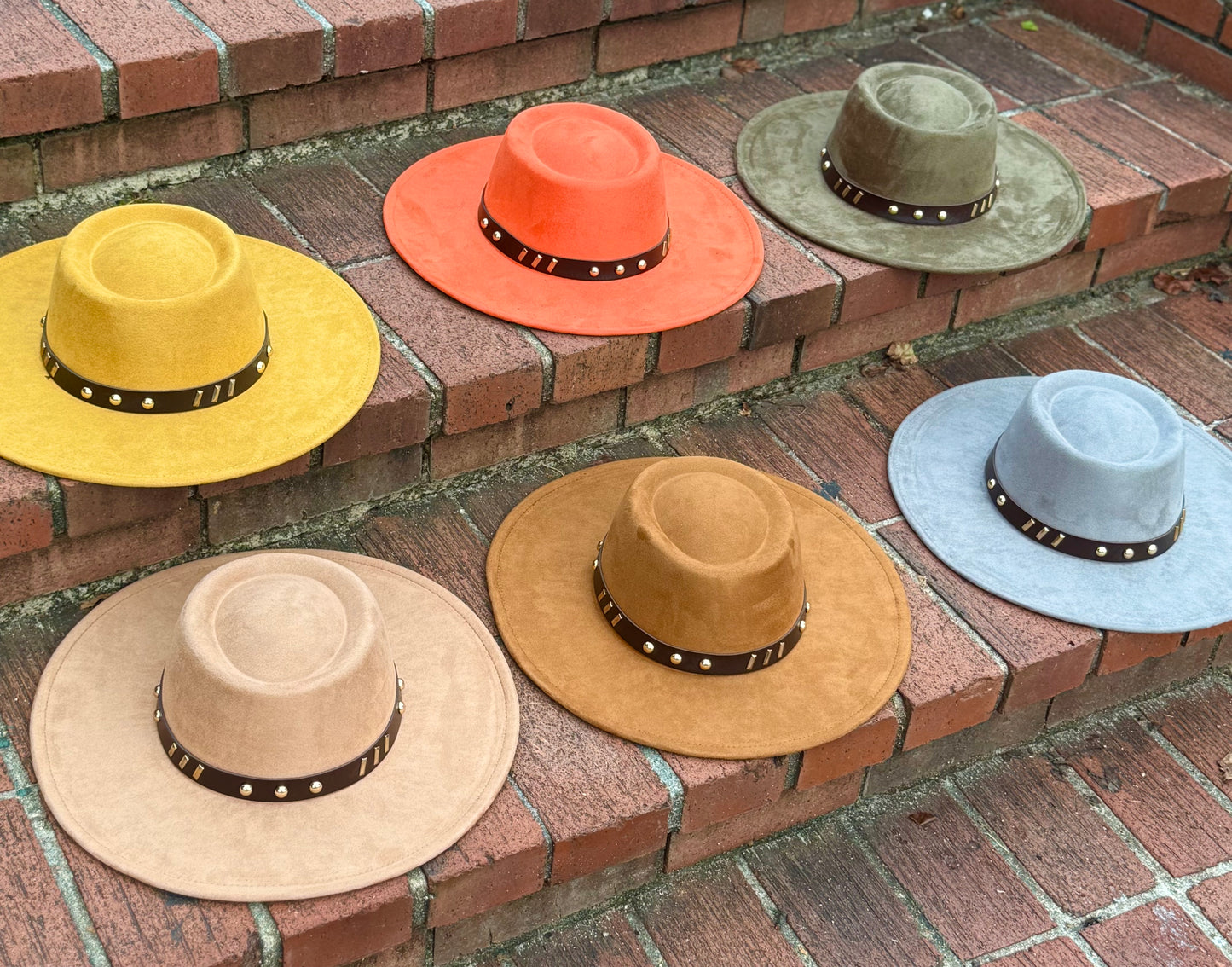 Round Boater Brim Striker Studded Hat