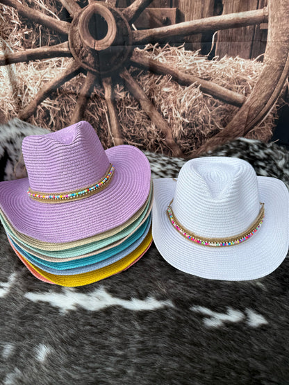 Straw Cowboy  Breathable  Hat- with band