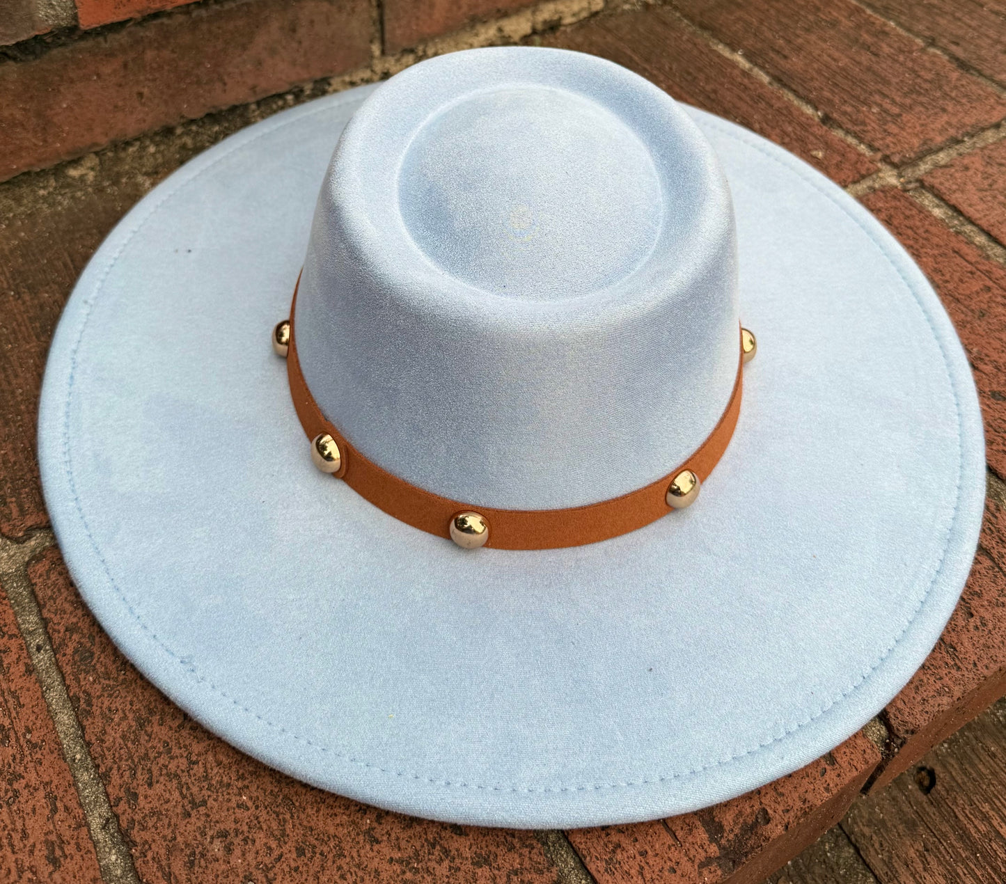 Round Boater Brim Studded Hat