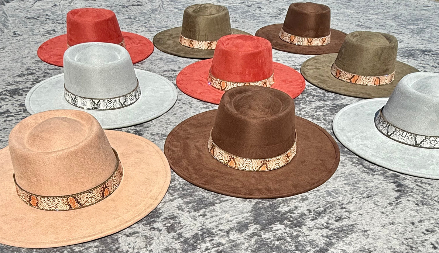 Round Boater Brim Animal Print Hat