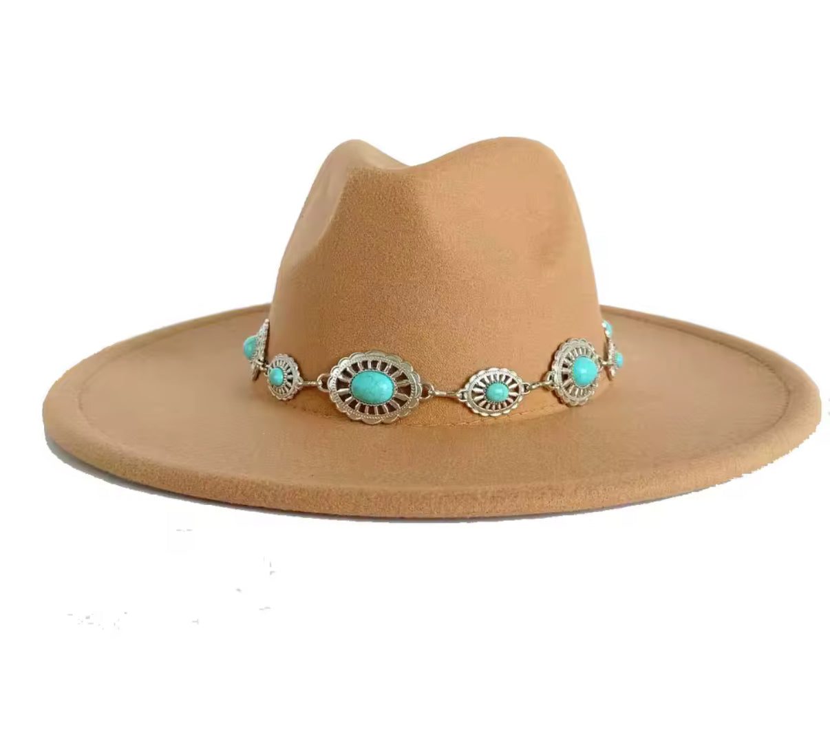 Wide Stiff Brim Fedora -With Accessory