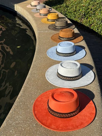 Golden leaves Round Boater Brim Hat Unisex ,Adjustable & Stylish Suitable for Pyrography, Laser Engraving