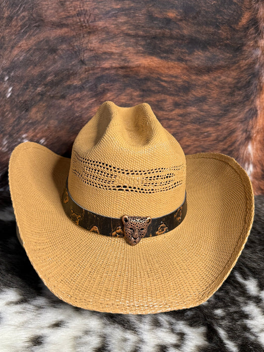 Cowboy Straw Hat - Hand Wash Only, Adjustable Straps, 56-58cm Size, 7cm Brim, 12cm Height, Unisex, Natural Grass Material - Accessorizmee