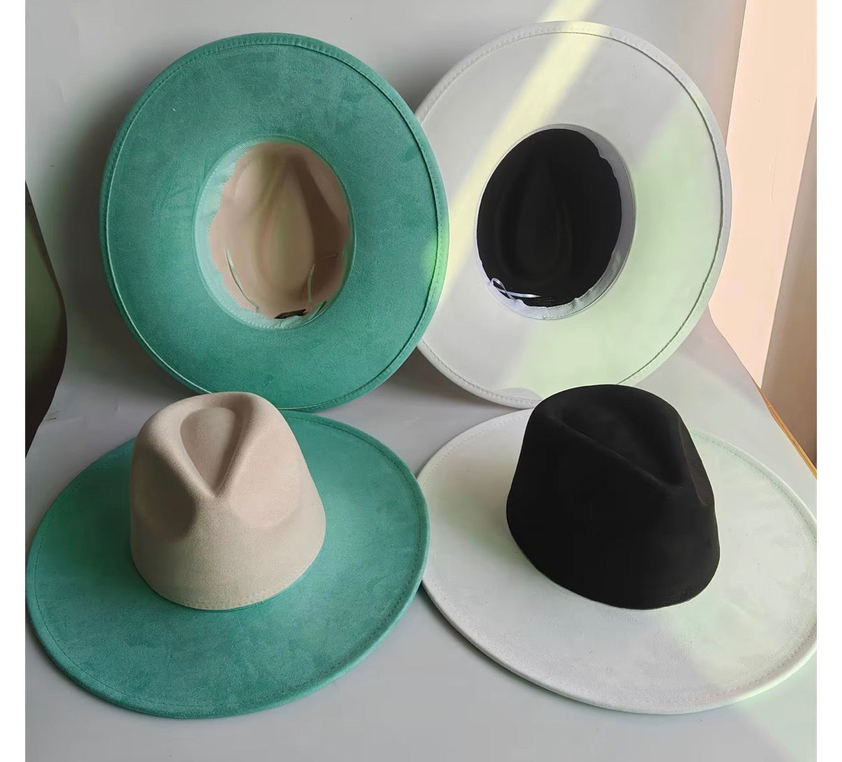 Two Toned Vegan Suede Hat Blank, Hat for Burning, Hat Pyrography, Fedora Hat, Wide Brim Hat, Hat for Engraving