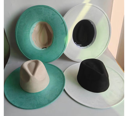 Two Toned Vegan Suede Hat Blank, Hat for Burning, Hat Pyrography, Fedora Hat, Wide Brim Hat, Hat for Engraving
