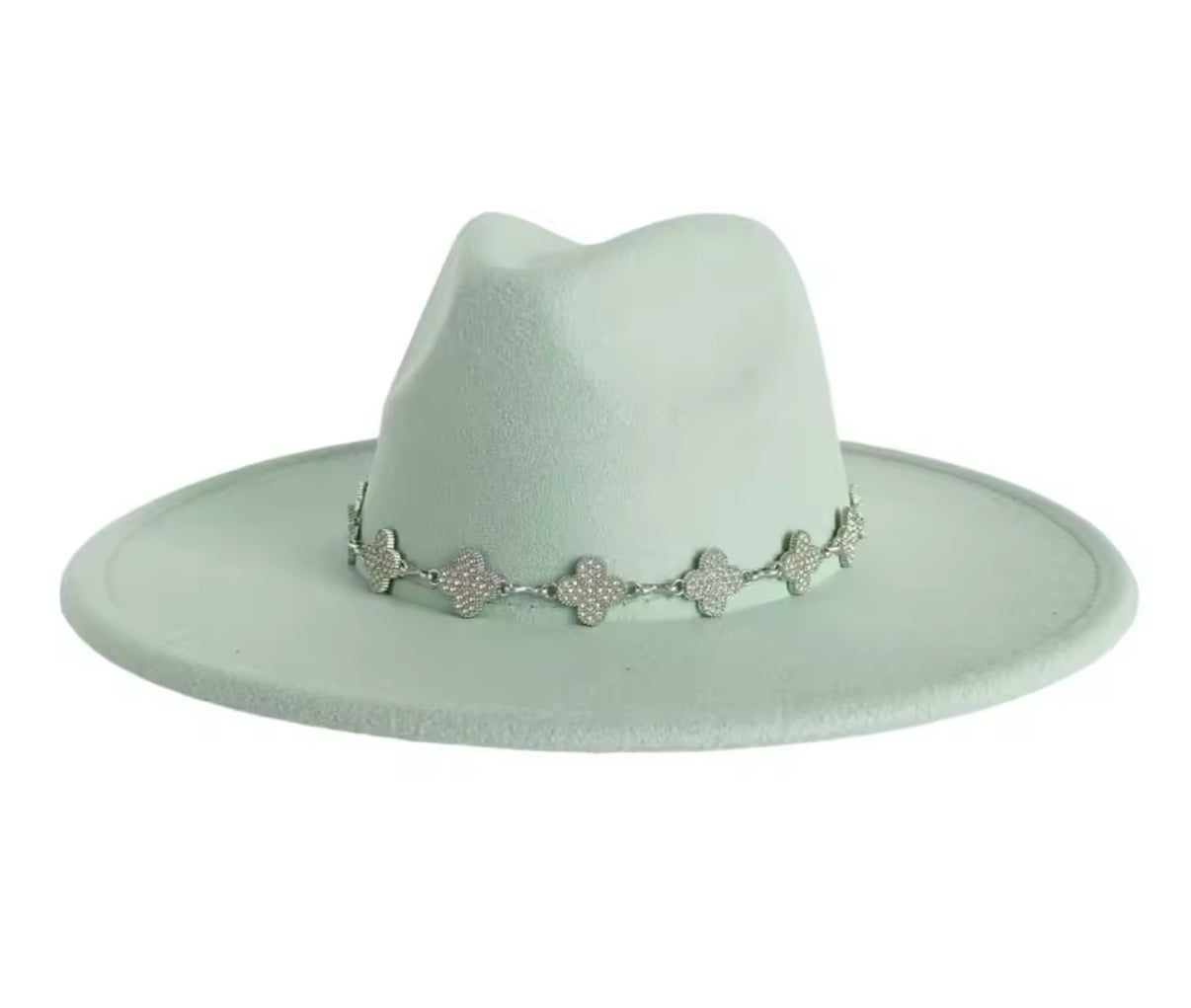 Wide Stiff Brim Fedora -With Diamond Accessory