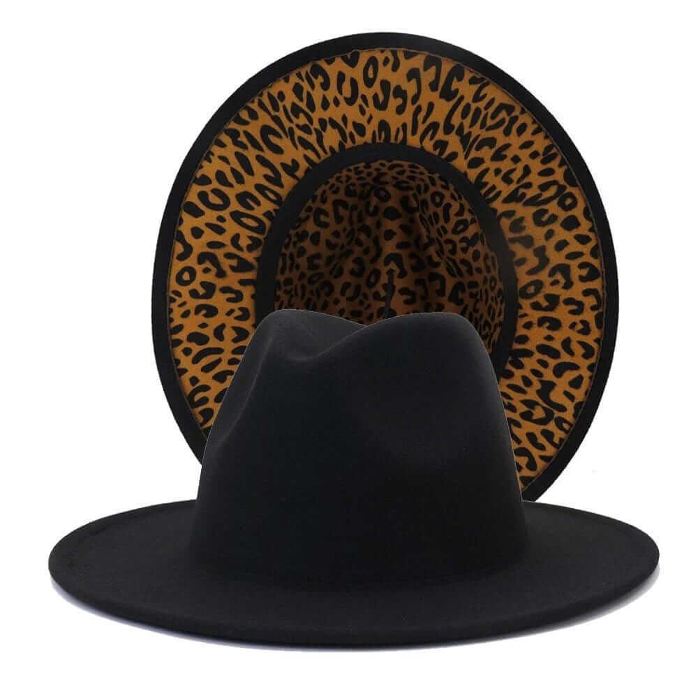 Black leopard bottom Fedora - Accessorizmee