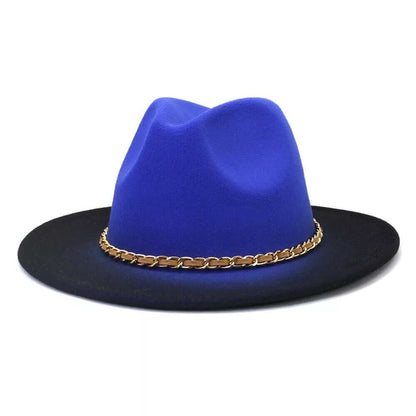 Gradient Fedora Hat with chain