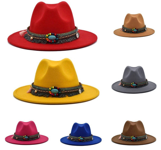 Accessorizmee Boho Stiff Fedora - A structured bohemian hat for casual and formal looks
