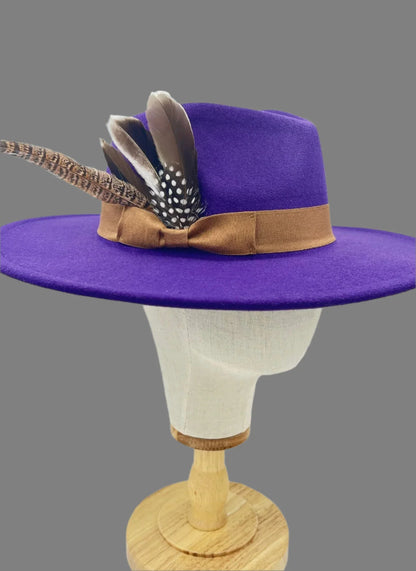 Bow Tie Fedora Hat -purple - Accessorizmee