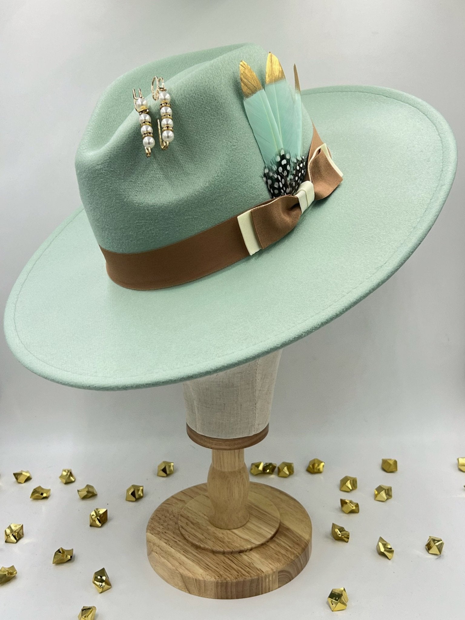 Accessorizmee Bow Tie Fedora in Vanilla Mint - Stylish hat with bow detail
