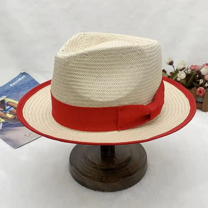 Debonair Straw Fedora -red - Accessorizmee