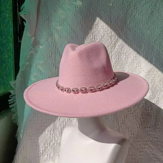 Diamond Wide Brim Fedora Hat - Accessorizmee