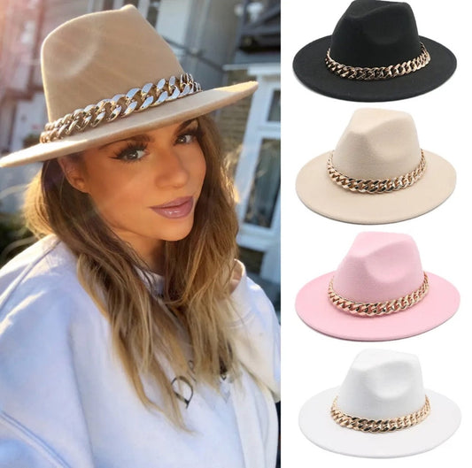 Fedora with faux chain - Accessorizmee
