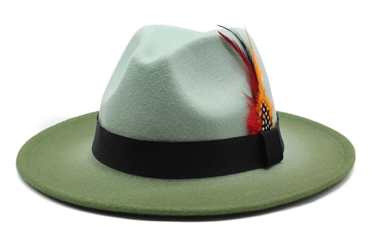 Gradient Feathered Fedora-Green - Accessorizmee