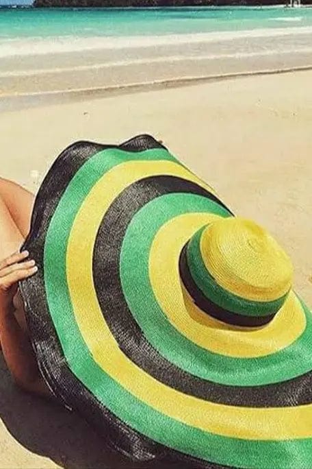 Jumbo floppy Beach hat- green colorful - Accessorizmee