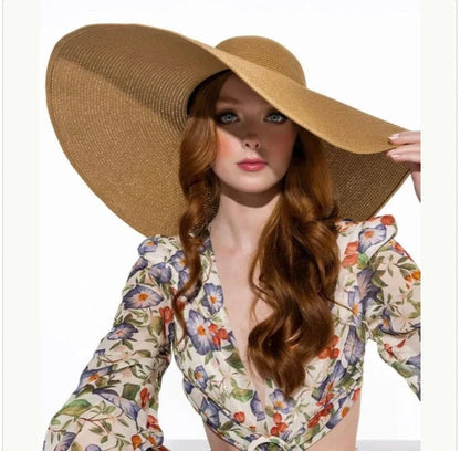 Jumbo floppy Beach hat- Khaki - Accessorizmee