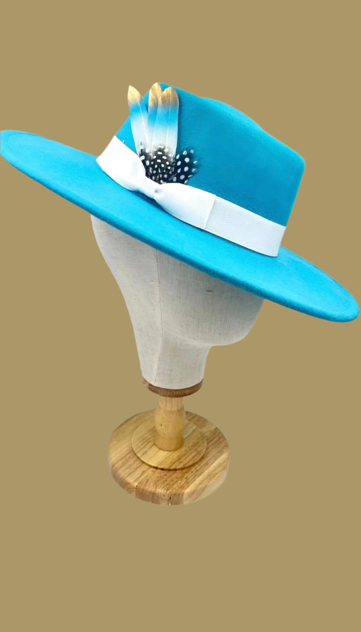 Luxury Round Fedora -Turquoises - Accessorizmee