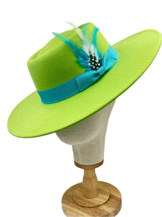 Luxury Round Fedora -Turquoises white - Accessorizmee
