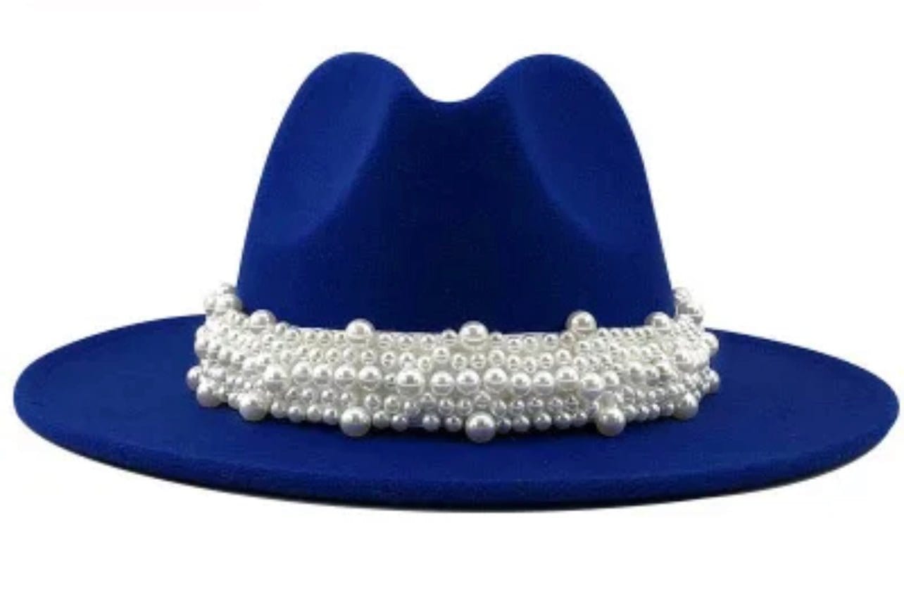 Pearl Fedora- blue - Accessorizmee