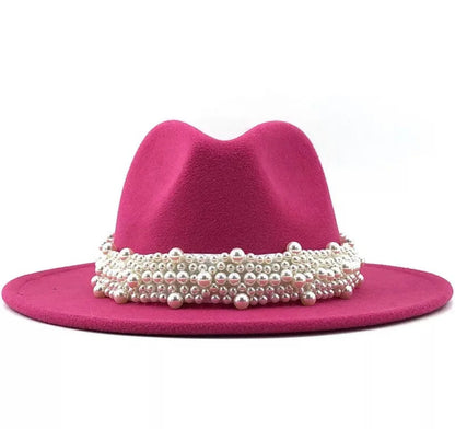 Pearl Fedora- Pink - Accessorizmee