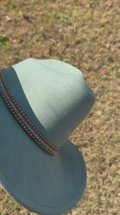 Premium Suede Cowboy Hat - Gold Design with Decorative Colorful Accents