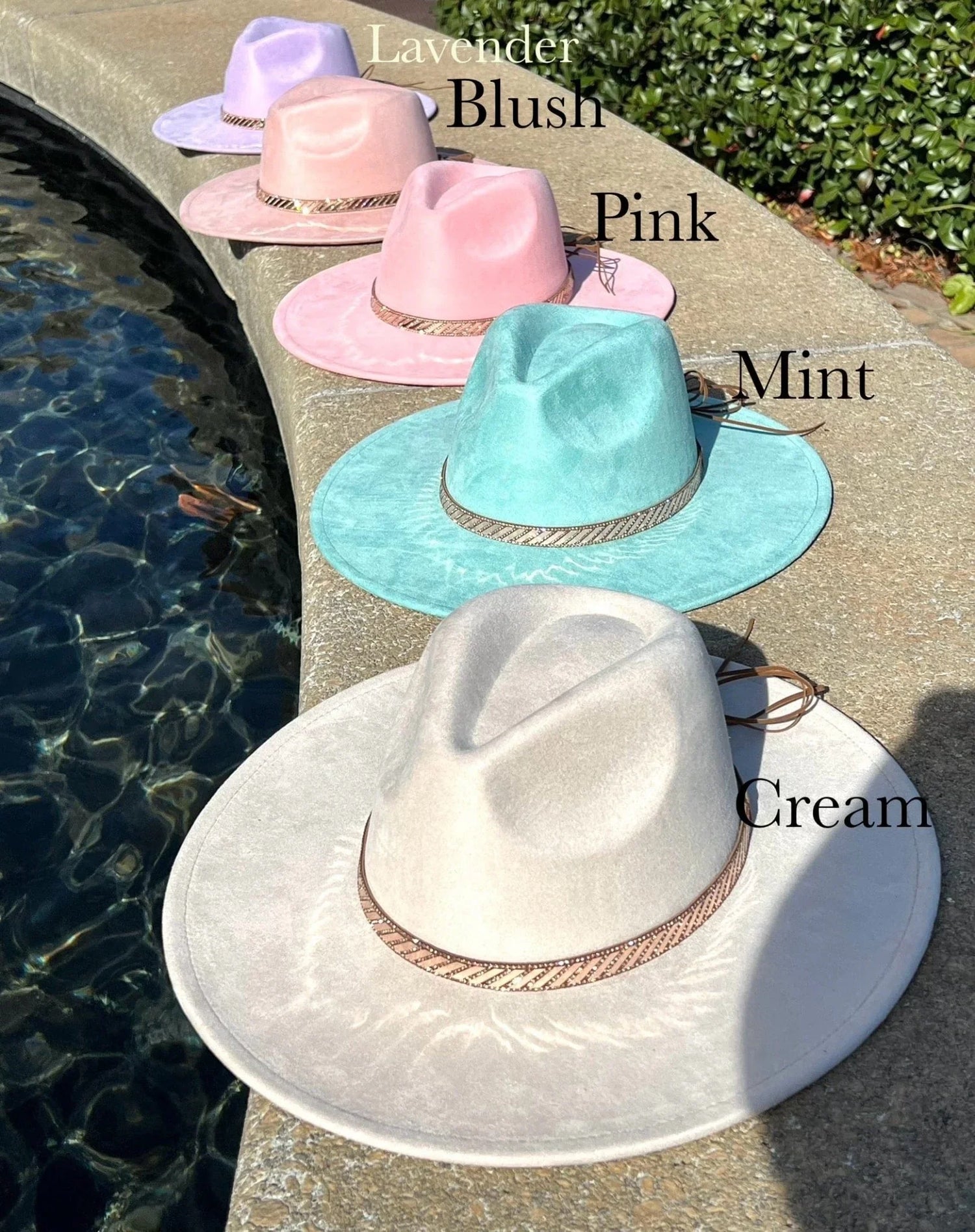 Vegan Suede Hat, Hat with Rosegold Accessory, Hat for Burning, Wide Brim Hat, Rancher Hat, Hat for customization - Accessorizmee