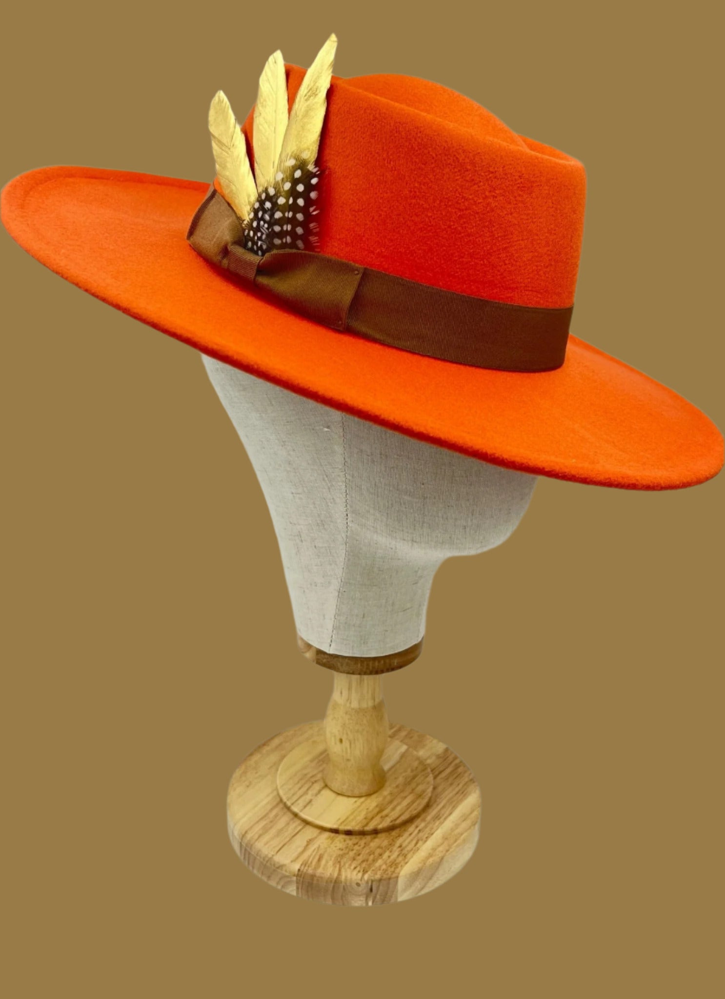 Round Bow Tie Fedora -Orange - Accessorizmee