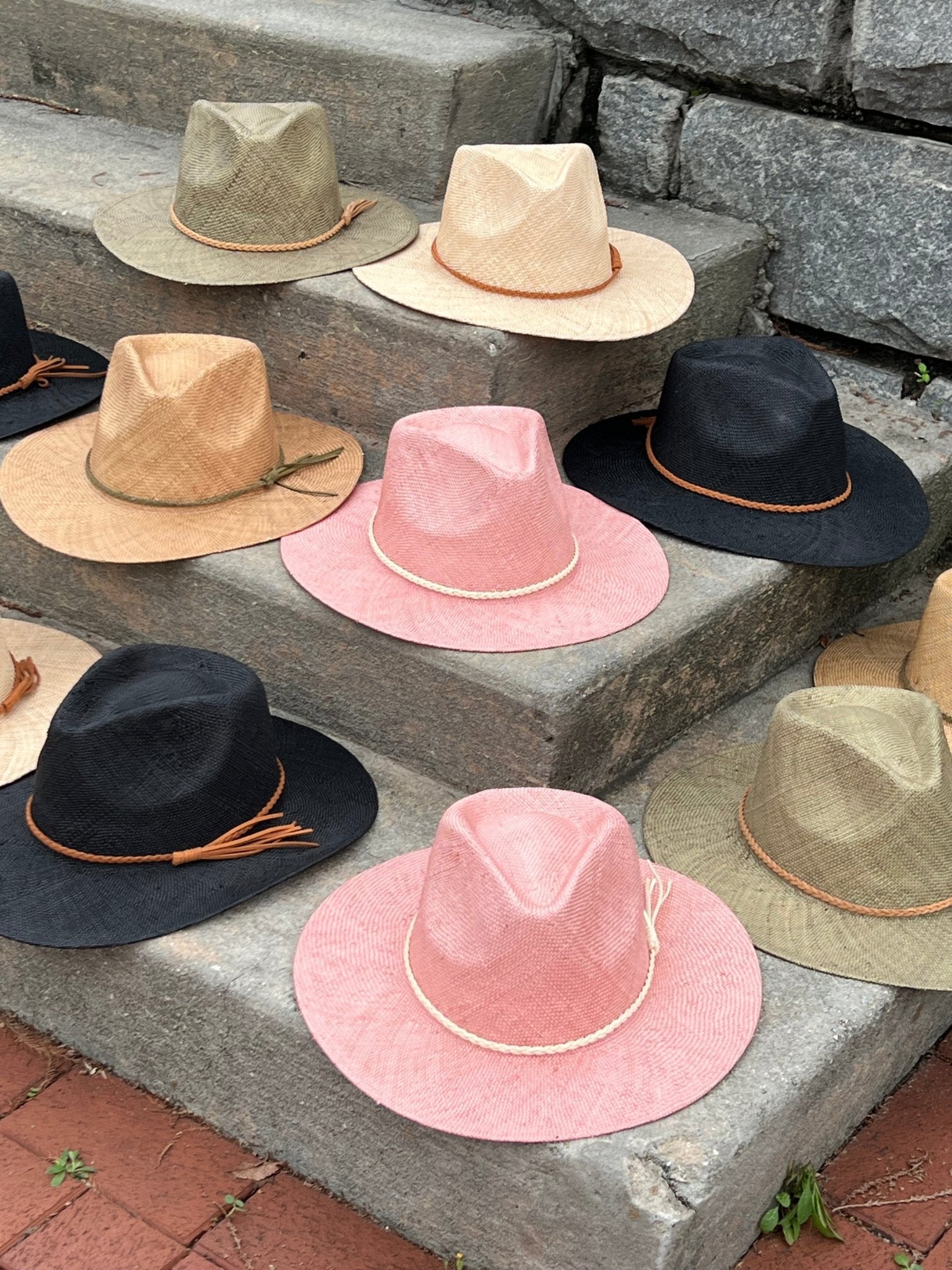 Spring Hand Woven stiff Straw Fedora- with band - Accessorizmee