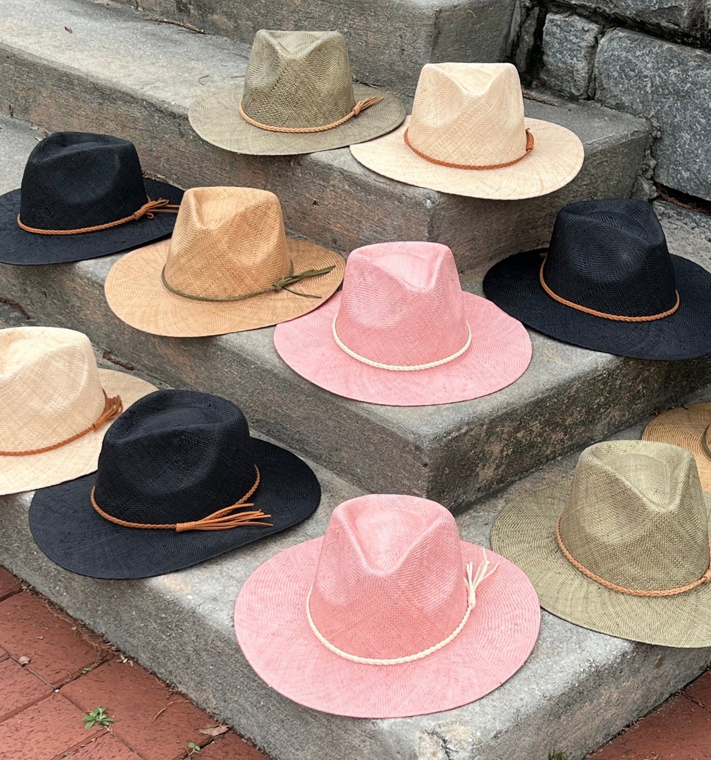 Spring Hand Woven stiff Straw Fedora- with band - Accessorizmee