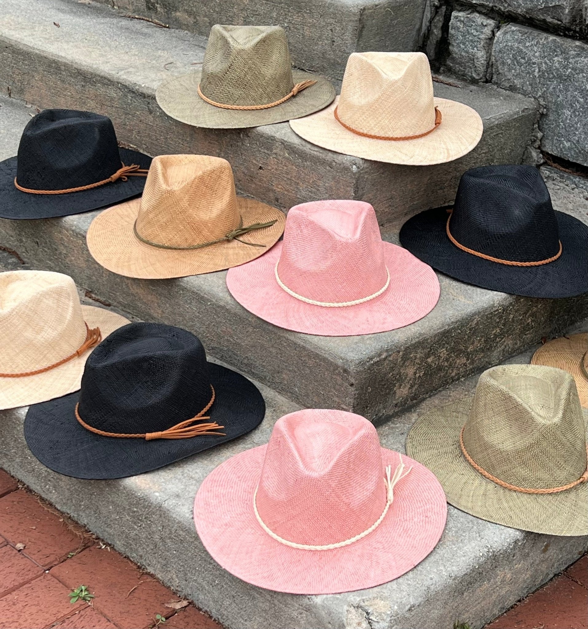 Spring Hand Woven stiff Straw Fedora- with band - Accessorizmee