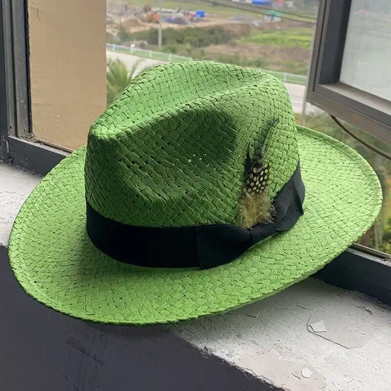 Stiff Brim Straw Fedora - Accessorizmee