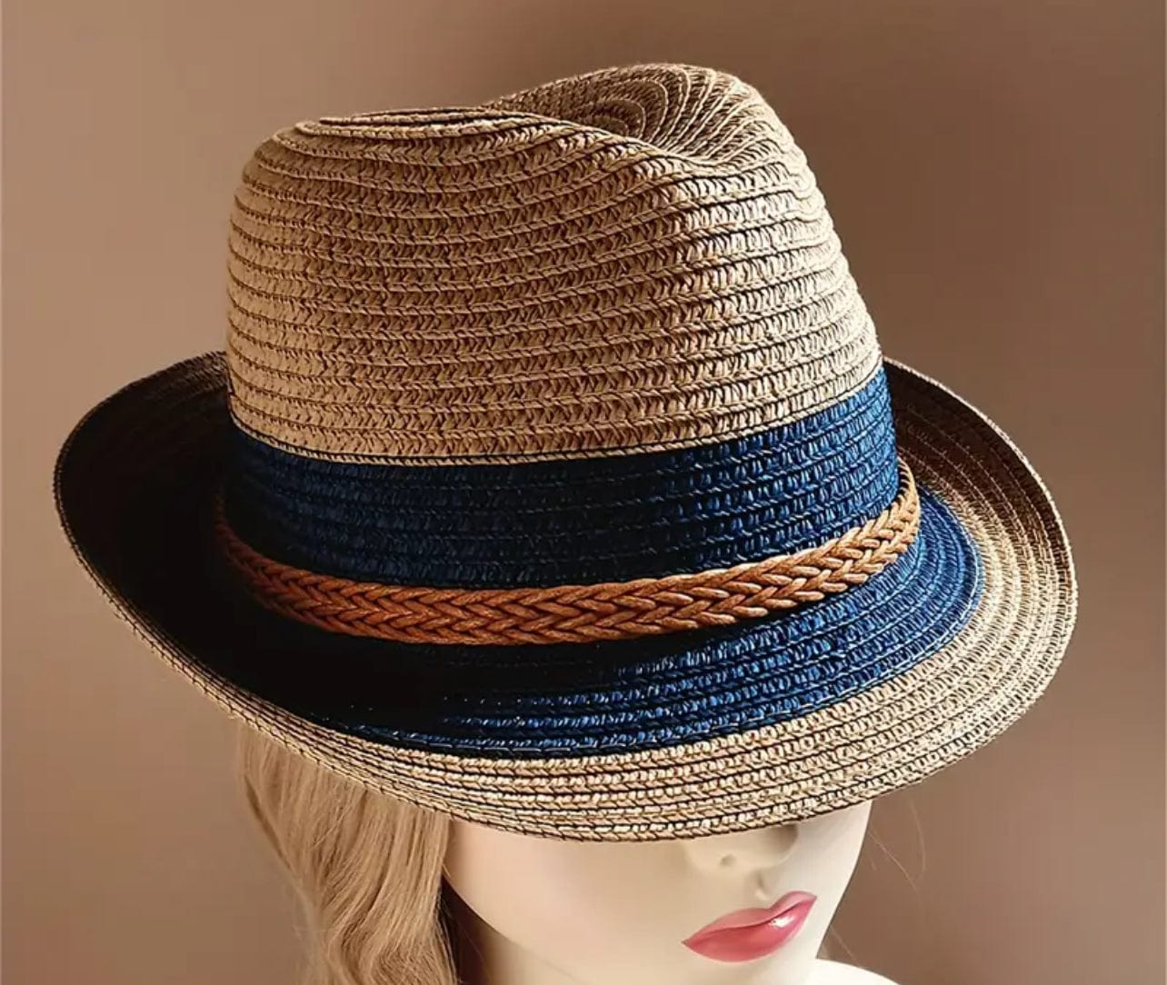 Straw Jazz Fedora-navy - Accessorizmee