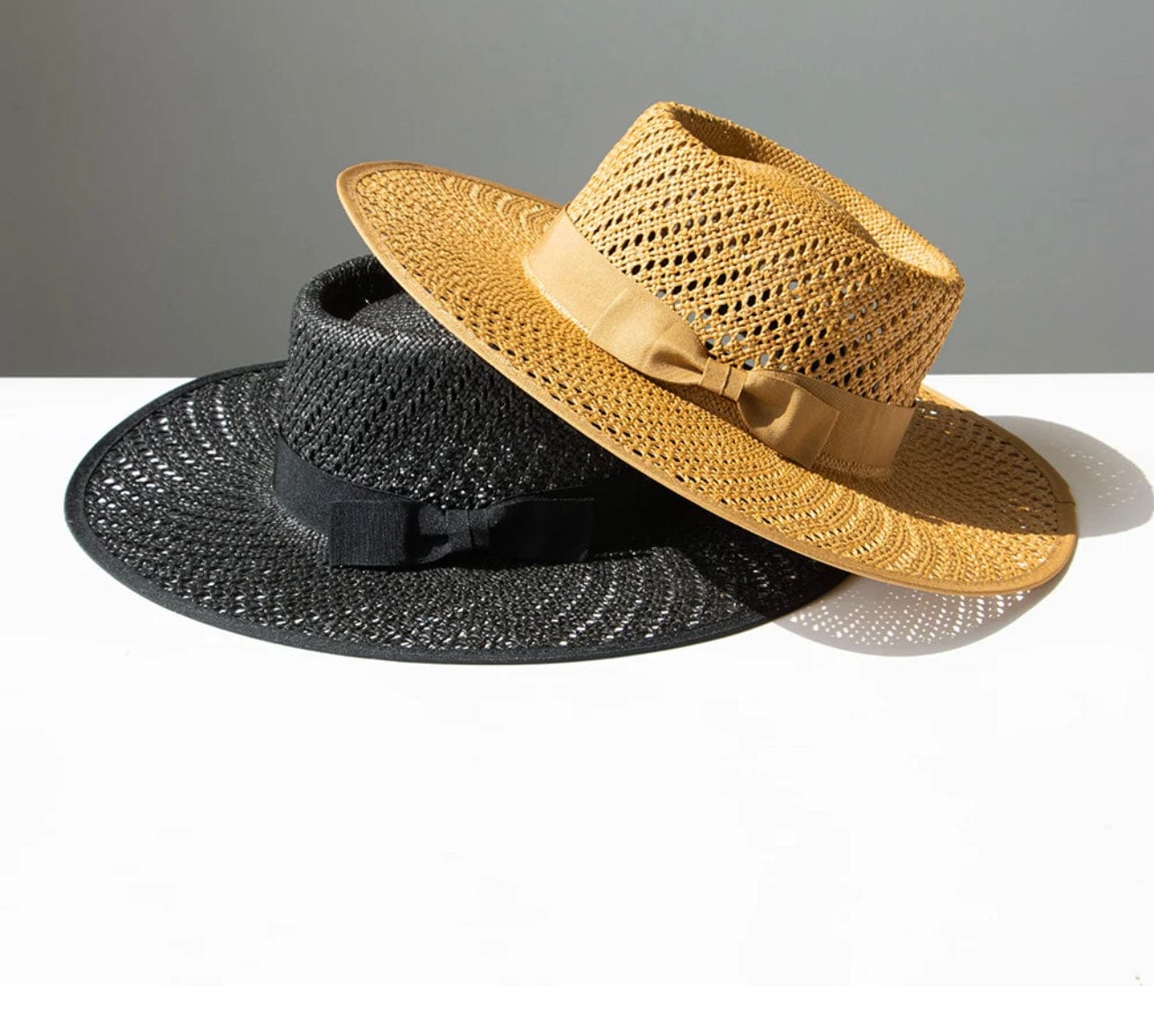 Wide Stiff Brim Straw Hat - Accessorizmee