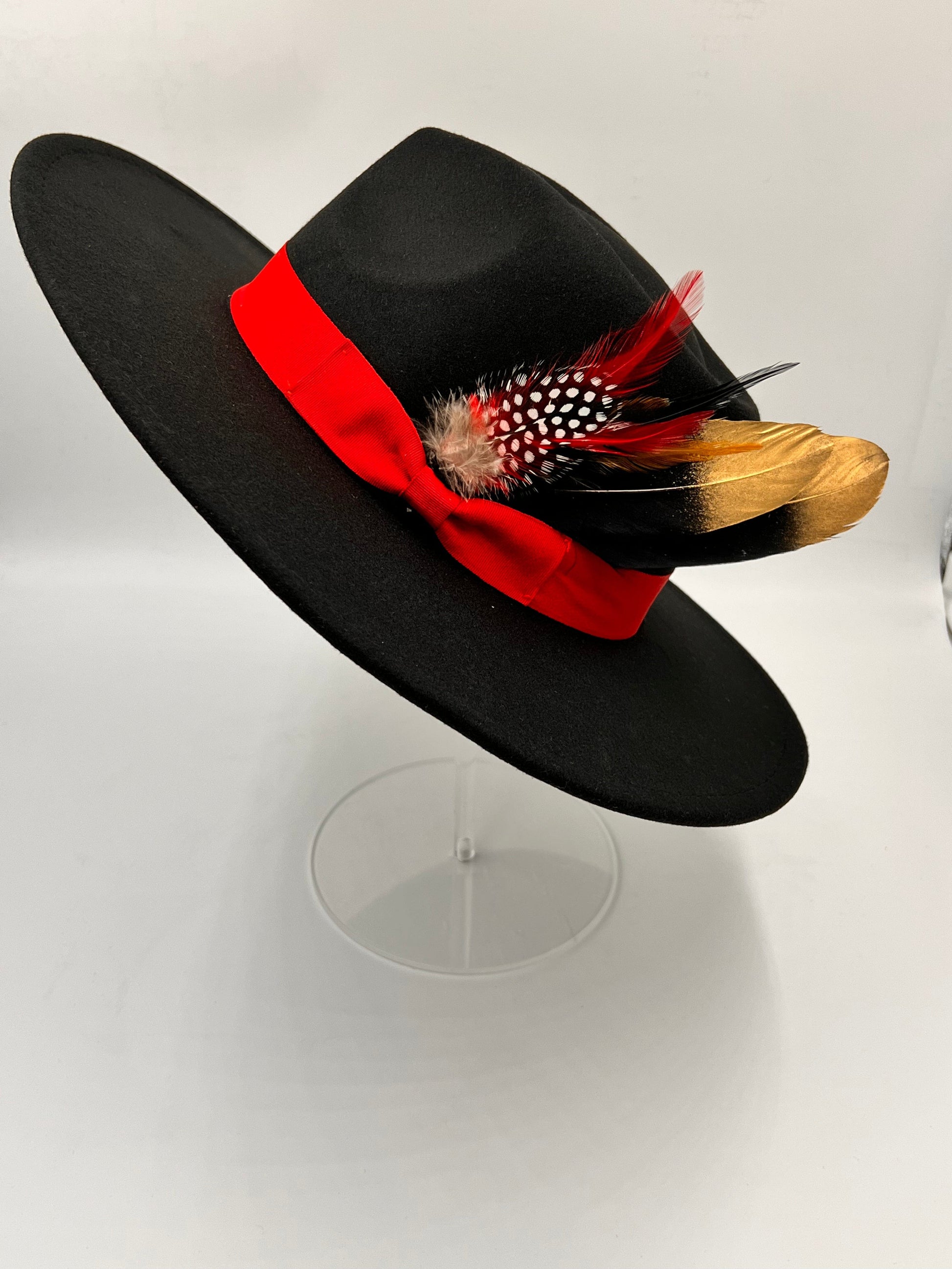 Luxury Bow Tie Fedora -Black red - Accessorizmee