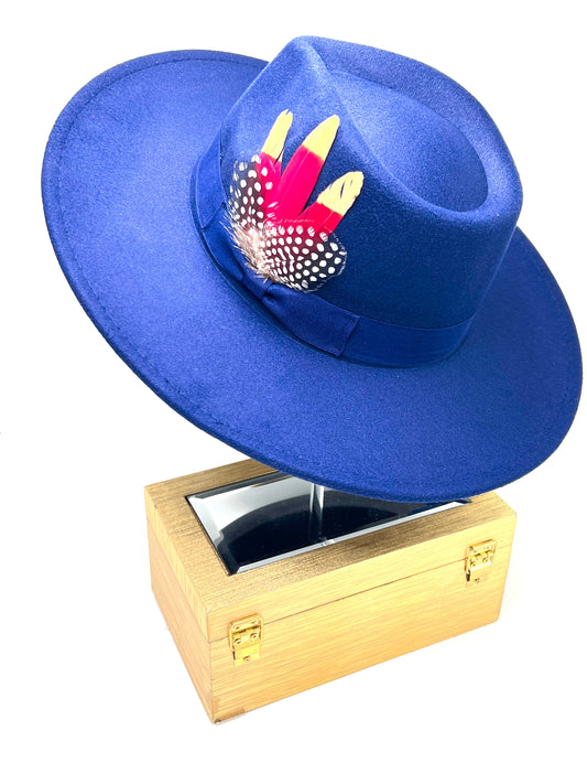 Luxury Fedora Hat-Navyred - Accessorizmee