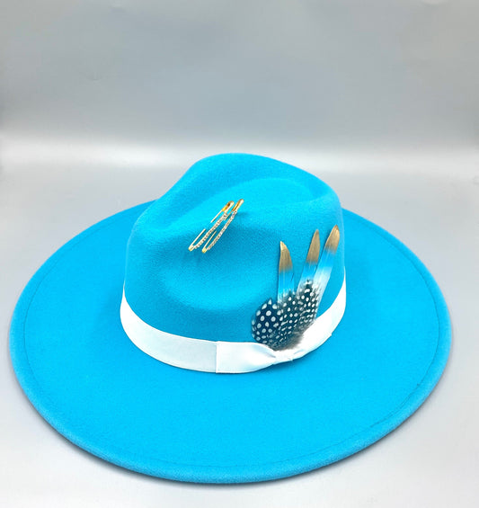 Luxury Bow Tie Fedora Hat -Turquoise - Accessorizmee