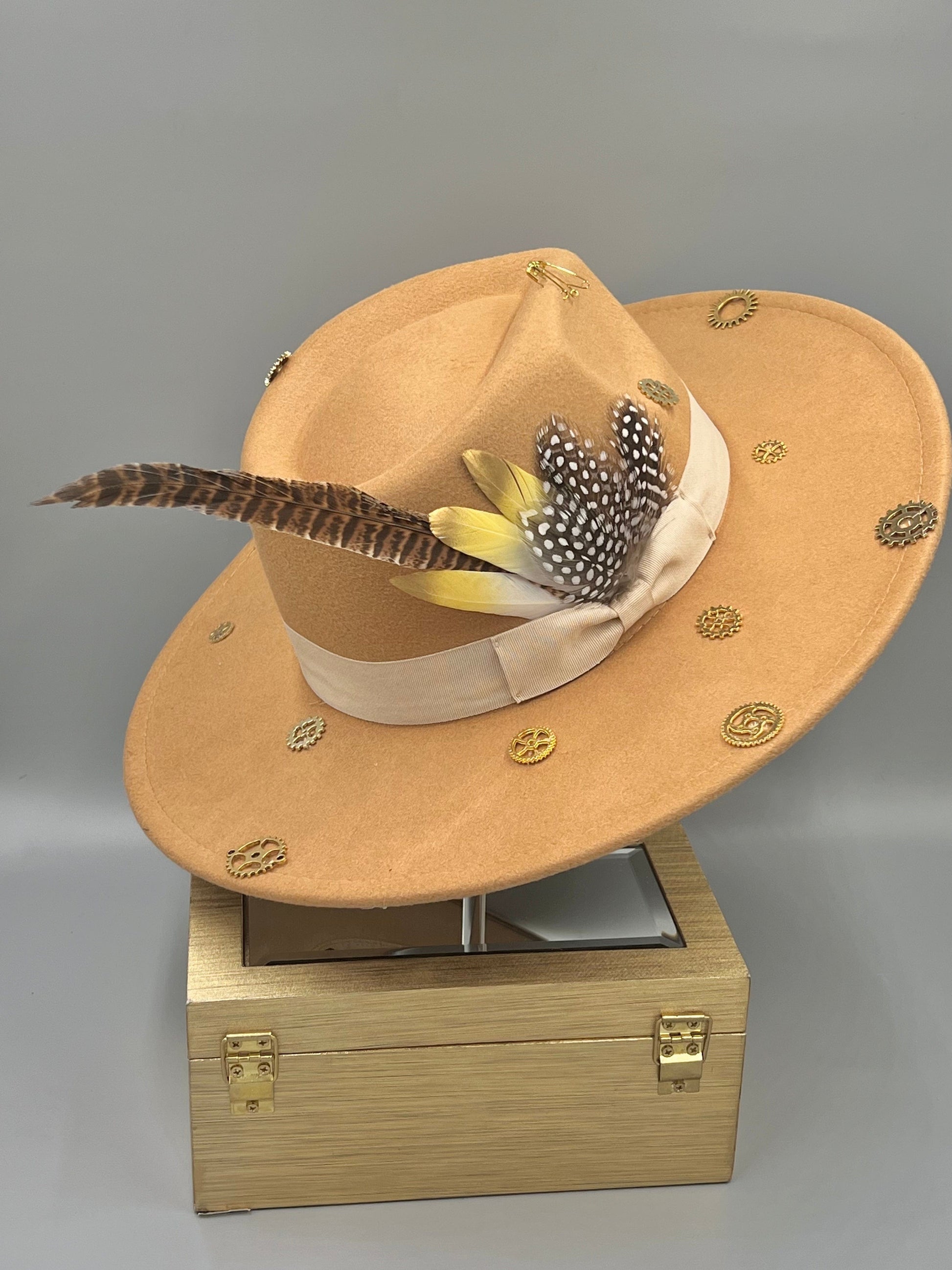 Accessorizmee Bow Tie Fedora in Geared Up - Trendy and fashionable hat for versatile wear
